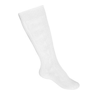 Girl's Cable-Knee Hi Socks-School Uniform Socks-Super Soft-Comfortable-WHITE